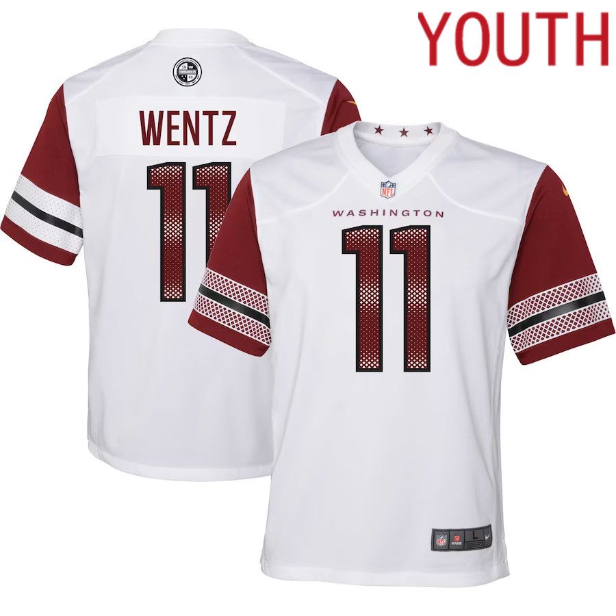 Youth Washington Commanders 11 Carson Wentz Nike White Game NFL Jersey